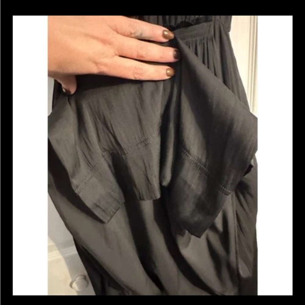 Banana Republic black satin pleated maxi dress with slit size 2 - Picture 2 of 11